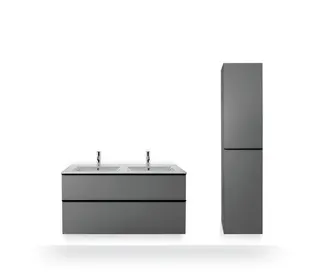 Duravit Doppel-Waschtisch ME by Starck 1300mm,m.ÜL,m.HLB,o.HL,weißseidenmatt