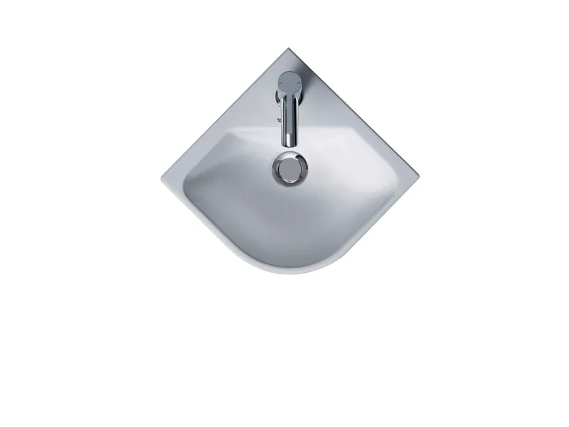 Duravit Eck-Handwaschbecken ME by Starck 500mm,m.ÜL,m.HLB,1 HL, weiß seidenm.,WG