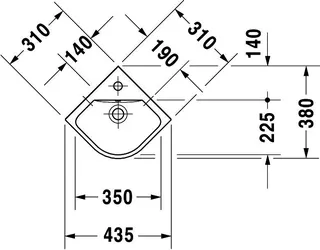 Duravit Eck-Handwaschbecken ME by Starck 500mm,m.ÜL,m.HLB,1 HL, weiß seidenm.,WG – Bild 5