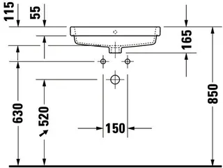 Duravit Einbauwaschtisch Vero Air 550mm Einbau v.o., m. ÜL, m.HLB, 1 HL – Bild 5