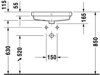 Duravit Einbauwaschtisch Vero Air 550mm Einbau v.o., m. ÜL, m.HLB, o.HL – Bild 2