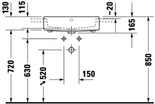 Duravit Halbeinbau-Waschtisch Vero Air 550mm m.ÜL, m.HLB, 1HL, weiß – Bild 2