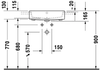 Duravit Halbeinbau-Waschtisch Vero Air 550mm m.ÜL, m.HLB, 1HL, weiß – Bild 4