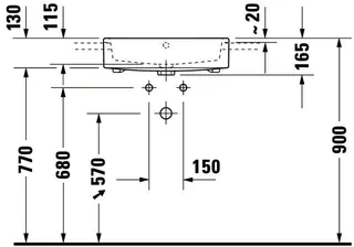 Duravit Halbeinbau-Waschtisch Vero Air 550mm m.ÜL, m.HLB, 1HL, weiß – Bild 5