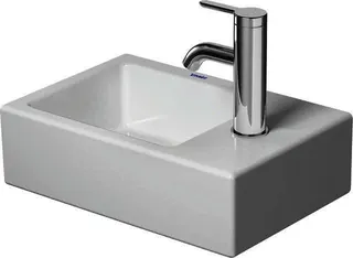 DU Möbelhandwaschbecken 380mm, Weiß o. ÜL, mit HLB, HL re, Bef.inkl.