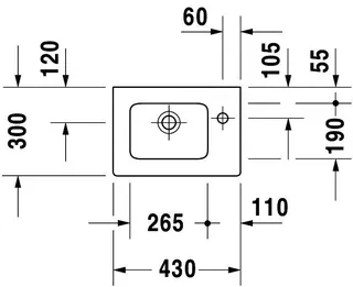 Duravit Möbelhandwaschbecken ME by Starck 430mm,m.ÜL,m.HLB r,1 HL,weiß seidenmatt – Bild 3