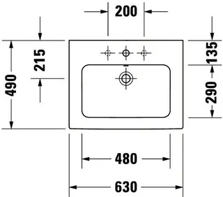Duravit Möbelwaschtisch ME by Starck 630 mm m. ÜL, m. HLB, o.HL, weiß – Bild 2