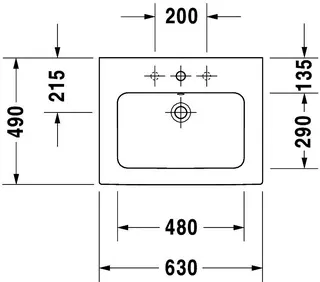 Duravit Möbelwaschtisch 630mm ME by Starck Weiss Seidenmatt, m.ÜL, m.HLB, o.HL – Bild 3
