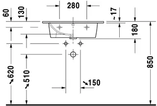 Duravit Möbelwaschtisch 630mm ME by Starck Weiss Seidenmatt, m.ÜL, m.HLB, o.HL, WG – Bild 2