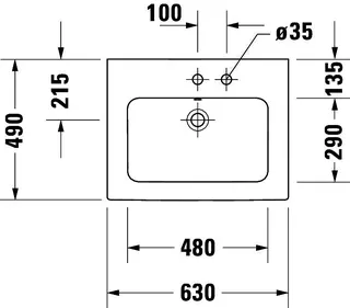 Duravit Möbelwaschtisch 630mm ME by Starck Weiss Seidenmatt, m.ÜL, m.HLB, o.HL, WG – Bild 3
