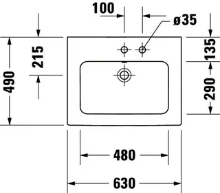 Duravit Möbelwaschtisch ME by Starck 630 mm m. ÜL, m. HLB, o.HL, weiß – Bild 3