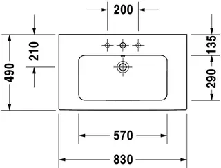 Duravit Möbelwaschtisch ME by Starck 830mm Weiss Seidenmatt,m.ÜL,m.HLB,o.HL – Bild 3