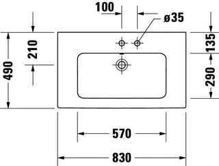 Duravit Möbelwaschtisch ME by Starck 830 mm mit ÜL, mit HLB, o.HL, weiß – Bild 3