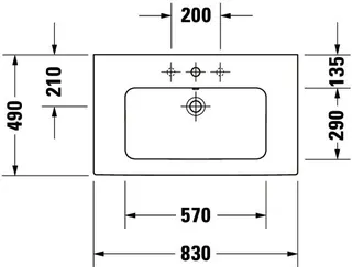 Duravit Möbelwaschtisch ME by Starck 830 mm mit ÜL, mit HLB, o.HL, weiß – Bild 2