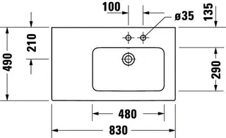 Duravit MWT ME by Starck 830mm, Weiß mit ÜL, mit HLB, o.HL, Becken rechts,WG – Bild 4