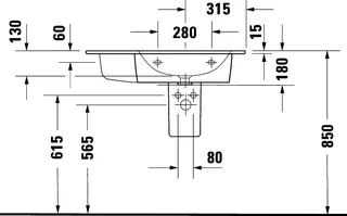 Duravit MWT ME by Starck 830mm Weiß Seiden- matt,m.ÜL,m.HLB,o.HL, Becken rechts – Bild 5