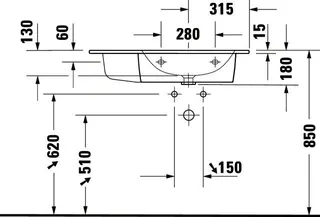 Duravit MWT ME by Starck 830mm Weiß Seiden- matt,m.ÜL,m.HLB,o.HL, Becken rechts, WG – Bild 3