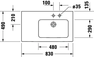 Duravit MWT ME by Starck 830mm, Weiß mit ÜL, mit HLB, o.HL, Becken rechts,WG – Bild 3