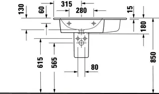 Duravit MWT ME by Starck 830mm, Weiß mit ÜL, mit HLB, o.HL, Becken links, – Bild 4
