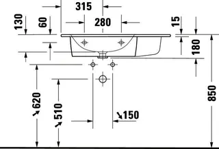 Duravit MWT ME by Starck 830mm, Weiß mit ÜL, mit HLB, 1 HL, Becken links, WG – Bild 4