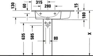 Duravit MWT ME by Starck 830mm, Weiß mit ÜL, mit HLB, o.HL, Becken links, – Bild 5