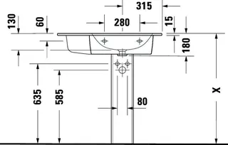 Duravit MWT ME by Starck 830mm, Weiß mit ÜL, mit HLB, o.HL, Becken rechts,WG – Bild 5