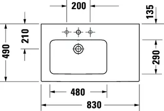 Duravit MWT ME by Starck 830mm, Weiß mit ÜL, mit HLB, o.HL, Becken links, – Bild 3