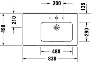 Duravit MWT ME by Starck 830mm, Weiß mit ÜL, mit HLB, o.HL, Becken rechts – Bild 3