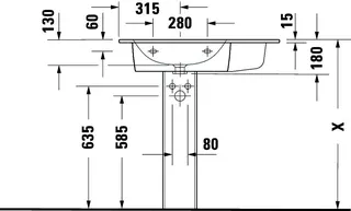 Duravit MWT ME by Starck 830mm, Weiß Seidenmatt,m.ÜL,m.HLB,1 HL,Becken li. – Bild 5
