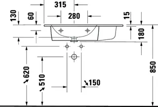 Duravit MWT ME by Starck 830mm, Weiß Seidenmatt,m.ÜL,m.HLB,o.HL,Becken li.WG – Bild 3