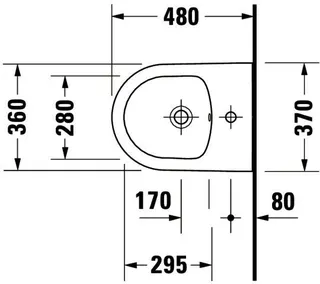 Duravit Wand-Bidet ME by Starck 480 mm mit ÜL, mit HLB, 1 HL, weiß – Bild 3