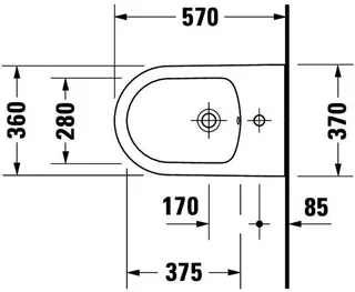 Duravit Wand-Bidet 570mm ME by Starck weiß seidenmatt, m. ÜL, m. HLB, 1 HL, WG – Bild 4
