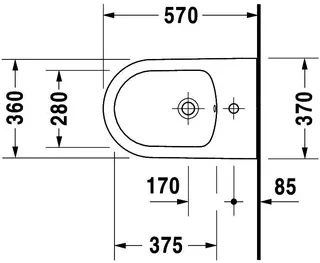 Duravit Wand-Bidet 570mm ME by Starck weiß seidenmatt, m. ÜL, m. HLB, 1 HL, WG – Bild 5