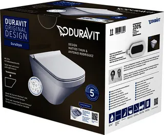 Duravit Wand-WC Set DuraStyle Weiß, rimless Tiefspüler inkl.WC-Sitz m.Absenkautom. – Bild 3