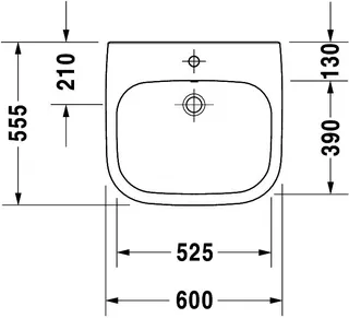 Duravit Waschtisch D-Code Vital 600 mm mit ÜL, mit HLB, 1 HL, weiß – Bild 3