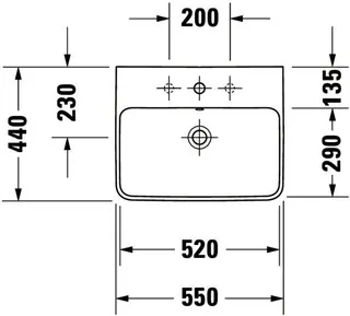 Duravit Waschtisch ME by Starck 550mm, Weiß Seidenmatt, m.ÜL, m.HLB, 1 HL – Bild 2