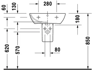 Duravit Waschtisch ME by Starck 550mm, Weiß Seidenmatt, m.ÜL, m.HLB, 1 HL – Bild 3