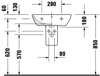 Duravit Waschtisch ME by Starck 550mm, Weiß Seidenmatt, m.ÜL, m.HLB, 1 HL – Bild 4