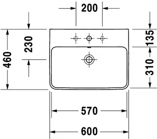 Duravit Waschtisch ME by Starck 600mm Weiß Seidenmatt, m.ÜL, m.HLB, 1 HL – Bild 5