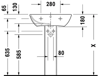 Duravit Waschtisch ME by Starck 600mm Weiß Seidenmatt, m.ÜL, m.HLB, 1 HL, WG – Bild 3