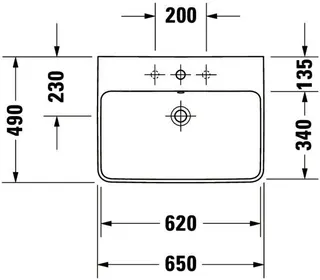 Duravit Waschtisch ME by Starck 650mm Weiß Seidenmatt, m. ÜL, m. HLB, 1 HL – Bild 4
