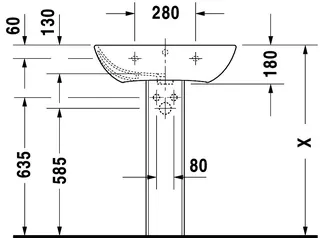 Duravit Waschtisch ME by Starck 650mm Weiß Seidenmatt, m. ÜL, m. HLB, 1 HL – Bild 5