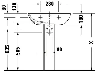 Duravit Waschtisch ME by Starck 650mm Weiß Seidenmatt, m. ÜL, m. HLB, 1 HL, WG – Bild 5
