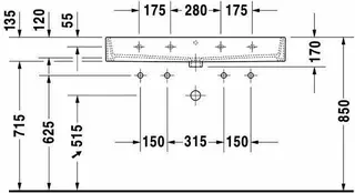 Duravit Waschtisch Vero Air 1000 mm m.ÜL, m.HLB, 2 HL, 1 Becken, weiß – Bild 5