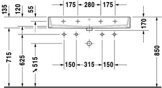 Duravit Waschtisch Vero Air 1000 mm m.ÜL, m.HLB, 2 HL, 1 Becken, weiß, WG – Bild 5