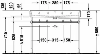 Duravit Waschtisch Vero Air 1000 mm o.ÜL, m.HLB, 2 HL, 1 Becken, weiß – Bild 5
