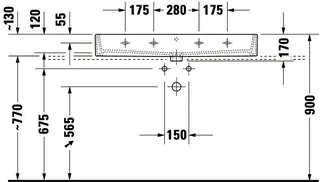 Duravit Waschtisch Vero Air 1000mm, Weiß m.ÜL, m.HLB, 1 HL mitte,geschl.,weiß,WG – Bild 5