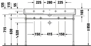 Duravit Waschtisch Vero Air 1200 mm o.ÜL, m.HLB, 2 HL, 1 Becken, weiß – Bild 5