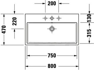 Duravit Waschtisch Vero Air 800mm o. ÜL, m. HLB, o. HL, weiß – Bild 3