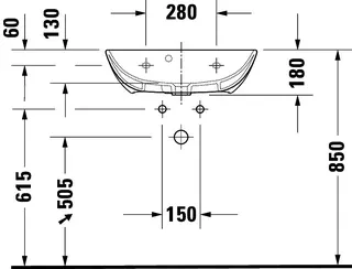 Duravit Waschtisch compact ME by Starck 600mm, Weiß Seidenmatt, mit ÜL, mit HLB, 1 HL – Bild 4